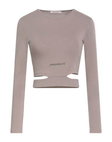 Hinnominate Woman T-shirt Taupe Size M Cotton, Elastane In Gray