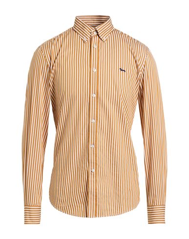 Harmont & Blaine Man Shirt Camel Size M Cotton In Yellow