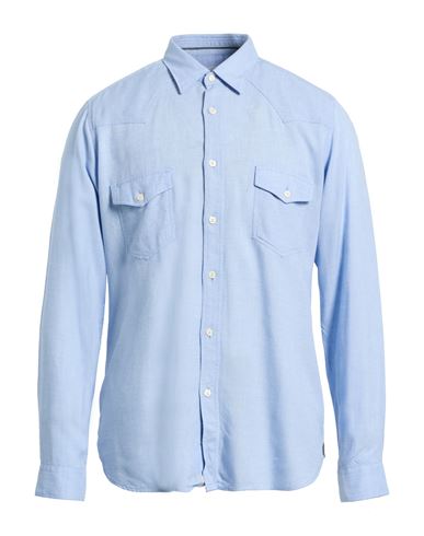 Tintoria Mattei 954 Man Shirt Sky Blue Size 17 Cotton In Blue