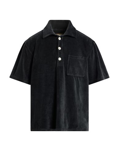 Oas Black Girona Velour Polo In Black