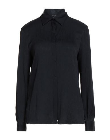 Emporio Armani Icon Woman Shirt Midnight Blue Size 14 Acetate, Silk, Polyamide In Blue