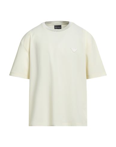Emporio Armani Man T-shirt Pastel Yellow Size L Polyester, Elastane In Neutral