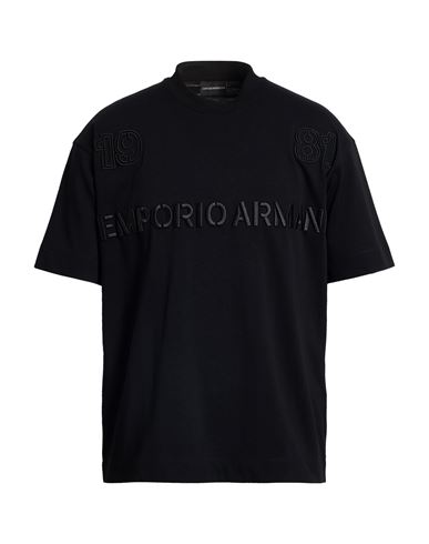 Emporio Armani Man T-shirt Black Size L Cotton, Polyester In Black