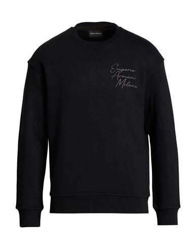Emporio Armani Man Sweatshirt Black Size L Cotton, Modal In Black