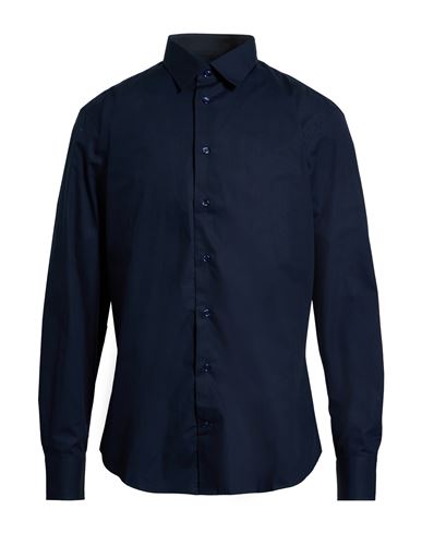 Emporio Armani Man Shirt Navy Size 17 Cotton In Blue