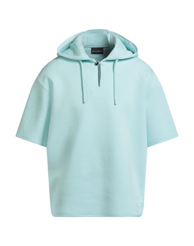 Emporio Armani Man Sweatshirt Turquoise Size L Cotton, Polyester, Elastane In Blue