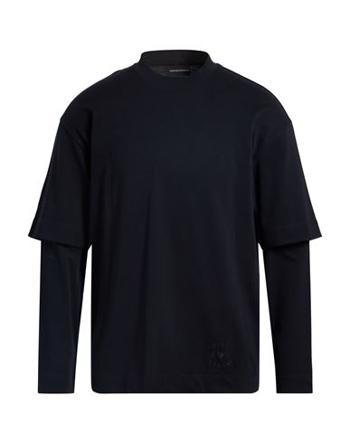 Emporio Armani Man T-shirt Midnight Blue Size L Cotton In Blue