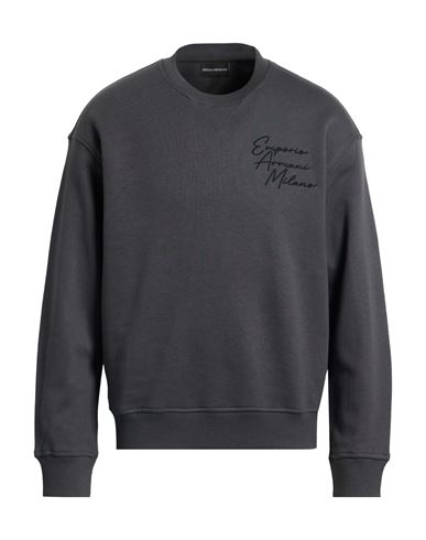 Emporio Armani Man Sweatshirt Charcoal Size L Cotton, Modal In Gray