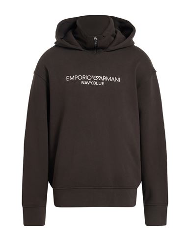 Emporio Armani Man Sweatshirt Dark Brown Size L Cotton, Elastane In Gray