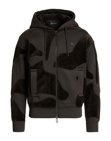 Emporio Armani Man Sweatshirt Black Size M Modal, Cotton, Polyamide In Black