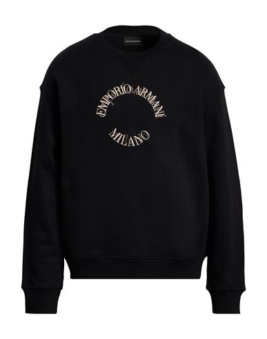 Emporio Armani Man Sweatshirt Black Size L Cotton, Modal, Elastane In Black