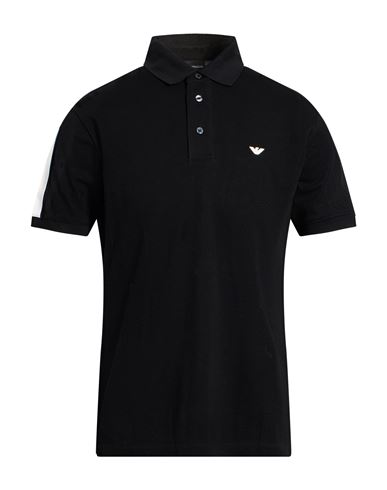 Emporio Armani Man Polo Shirt Black Size L Cotton In Black