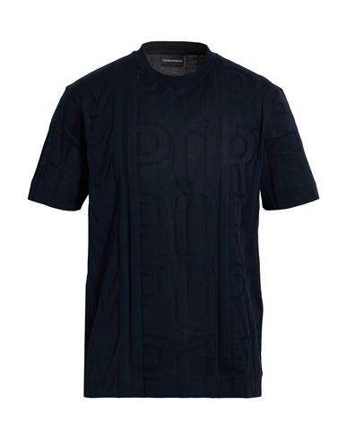 Emporio Armani Man T-shirt Navy Size L Cotton In Blue