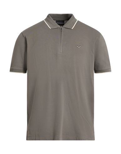 Emporio Armani Man Polo Shirt Grey Size L Cotton In Brown