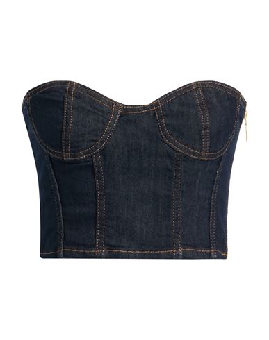 Liu •jo Woman Top Blue Size 8 Cotton, Polyester, Elastane In Blue