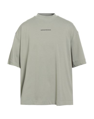 Emporio Armani Man T-shirt Sage Green Size L Cotton In Gray