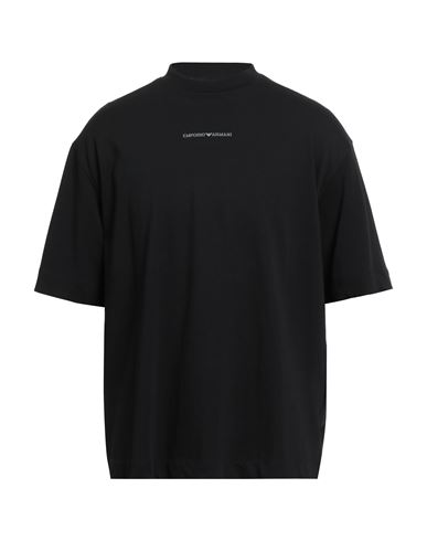 Emporio Armani Man T-shirt Black Size L Cotton In Black