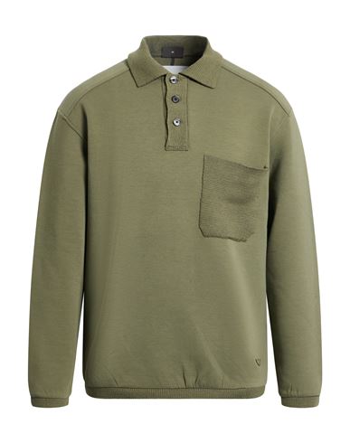 Emporio Armani Man Polo Shirt Military Green Size L Cotton, Polyester, Elastane, Wool, Polyamide In Green