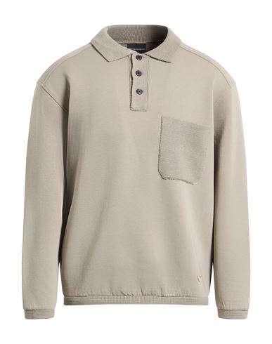 Emporio Armani Man Polo Shirt Khaki Size L Cotton, Polyester, Elastane, Wool, Polyamide In Brown