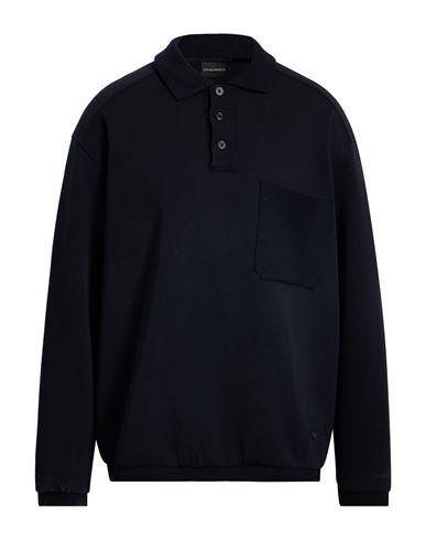 Emporio Armani Man Polo Shirt Midnight Blue Size Xxl Cotton, Polyester, Elastane, Wool, Polyamide In Black