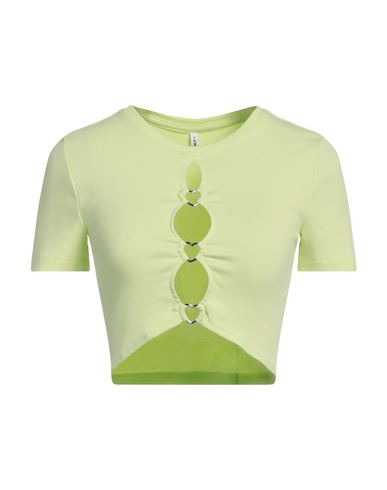 Only Woman T-shirt Lime Green Size M Cotton, Elastane