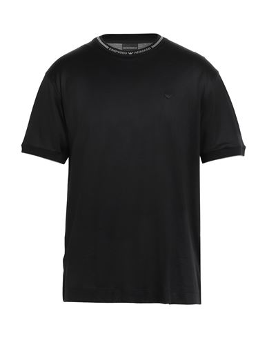Emporio Armani Man T-shirt Black Size L Lyocell, Cotton In Black