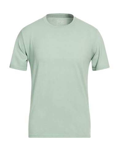 Fedeli Man T-shirt Sage Green Size 36 Cotton, Elastane In Gray