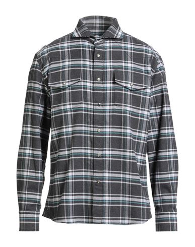 Fedeli Man Shirt Charcoal Size 40 Cotton In Black