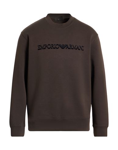 Emporio Armani Man Sweatshirt Dark Brown Size L Cotton, Polyester, Elastane In Brown