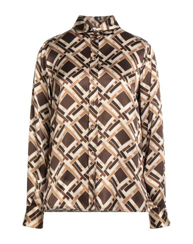 Eleventy Woman Shirt Brown Size 2 Silk In Brown