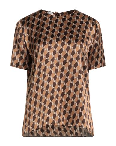 Eleventy Woman Top Camel Size 2 Silk In Brown