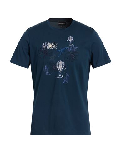 Emporio Armani Resort Man T-shirt Navy Size M Cotton In Blue