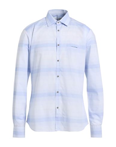 Aglini Man Shirt Light Blue Size 16 Cotton In Blue