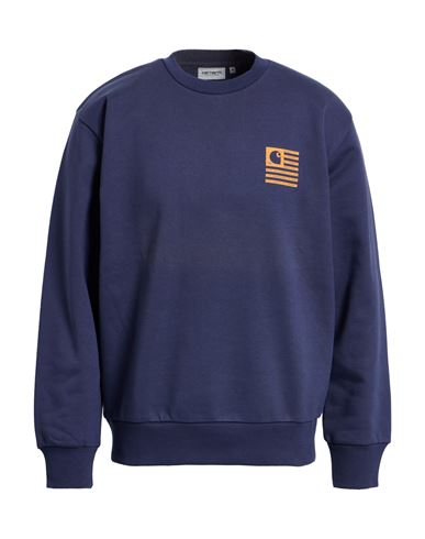 Carhartt Man Sweatshirt Navy Size Xl Cotton, Polyester, Elastane In Blue