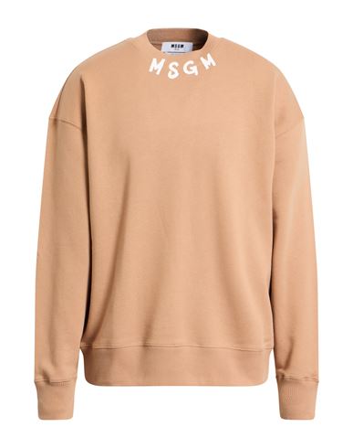 Msgm Man Sweatshirt Camel Size L Cotton In Brown