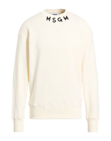 Msgm Man Sweatshirt Cream Size Xs Cotton In Neutral