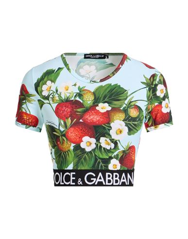 Dolce & Gabbana Woman T-shirt Sky Blue Size 6 Polyamide, Elastane, Polyester In Multi