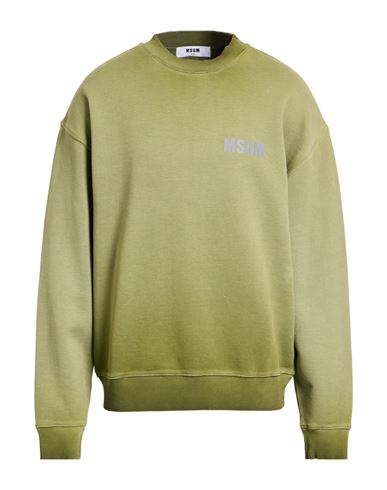 Msgm Man Sweatshirt Military Green Size S Cotton In Green