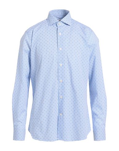 Guglielminotti Man Shirt Blue Size 17 Cotton In Blue