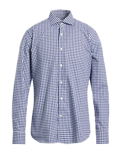 Guglielminotti Man Shirt Midnight Blue Size 17 ½ Cotton In Blue