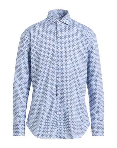Guglielminotti Man Shirt Navy Size 17 Cotton In Blue
