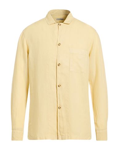 Paolo Pecora Man Shirt Pastel Yellow Size 16 ½ Linen In Yellow