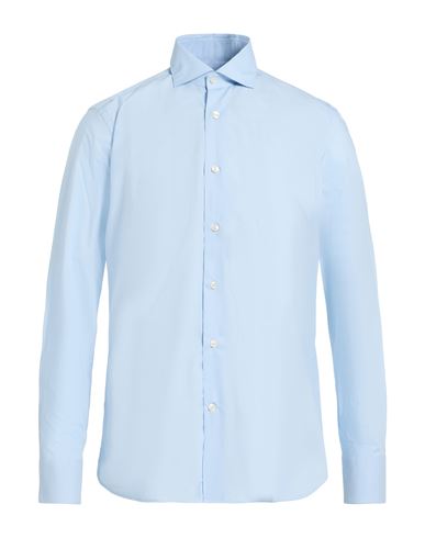 Guglielminotti Man Shirt Sky Blue Size 16 ½ Cotton In Blue