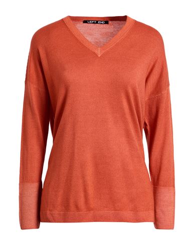 Left End Woman Sweater Rust Size 6 Virgin Wool In Red
