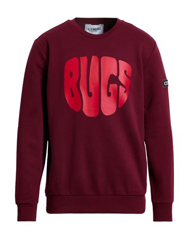 Iceberg Man Sweatshirt Burgundy Size 3xl Cotton, Polyester In Red