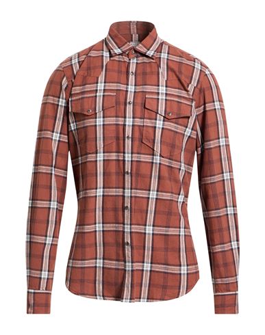 Xacus Man Shirt Brown Size 17 Cotton In Brown