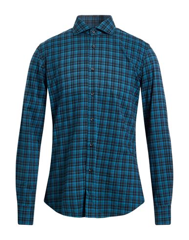 Xacus Man Shirt Deep Teal Size 16 ½ Cotton, Lyocell In Green