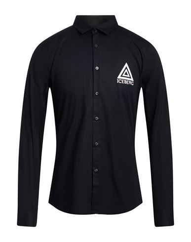 Iceberg Man Shirt Black Size M Cotton, Elastane