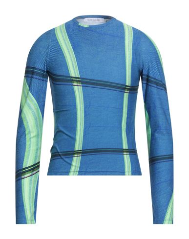 Bianca Saunders Man T-shirt Azure Size L Polyester, Elastane In Blue