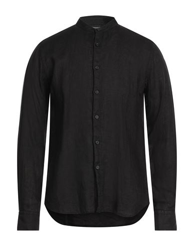Xacus Man Shirt Black Size 17 Linen In Black